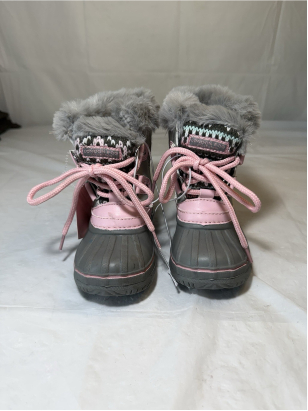 London Fog Girls Tottenham Snow Boots Gray Black Pink Toddler Size 6 new